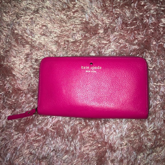Pink Kate Spade Zip Wallet - Picture 1 of 6